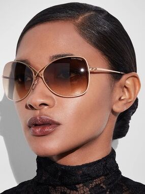 Tom Ford Colette Brown Metal Frame Butterfly Sunglasses